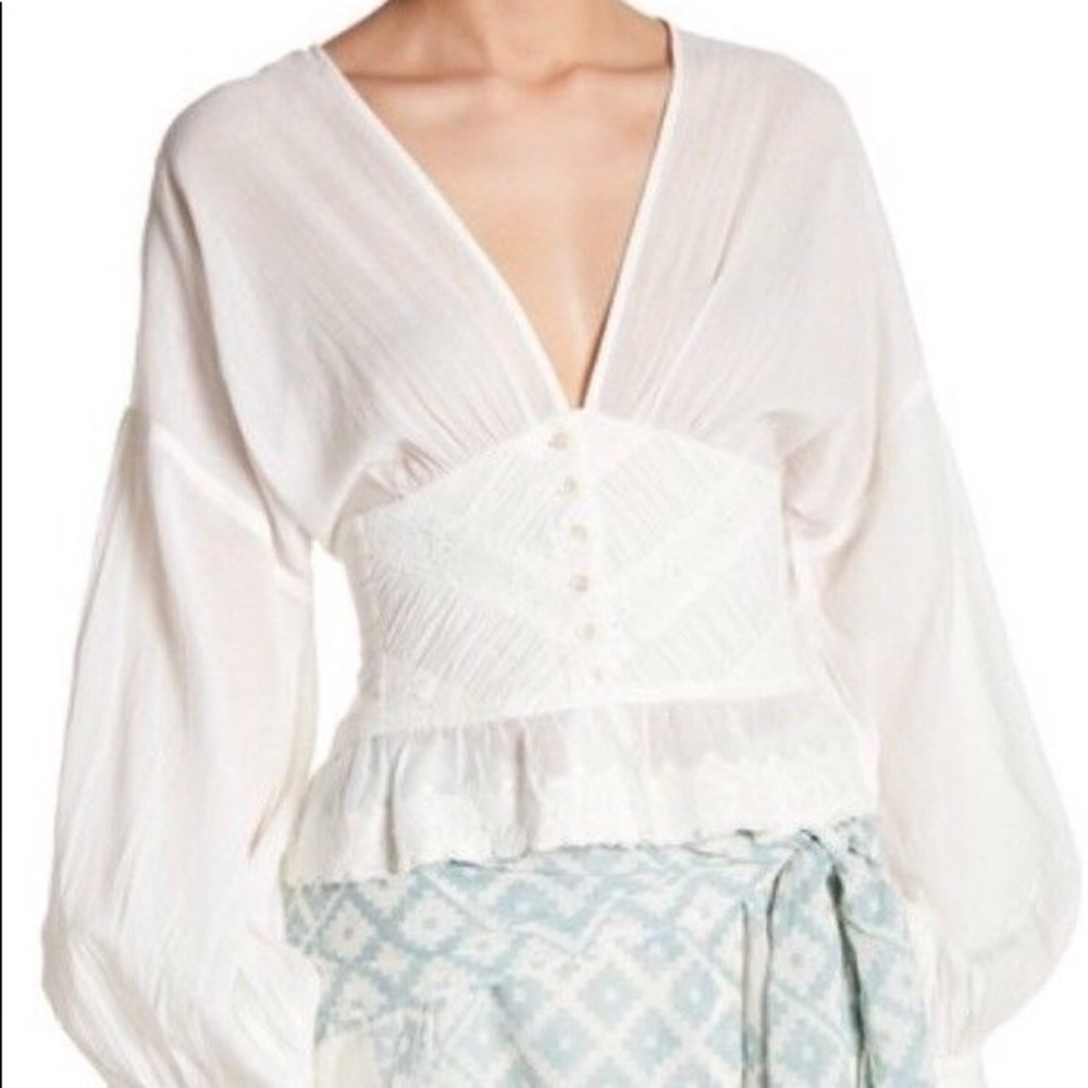 NWT Free People Bubble Sleeve Blouse